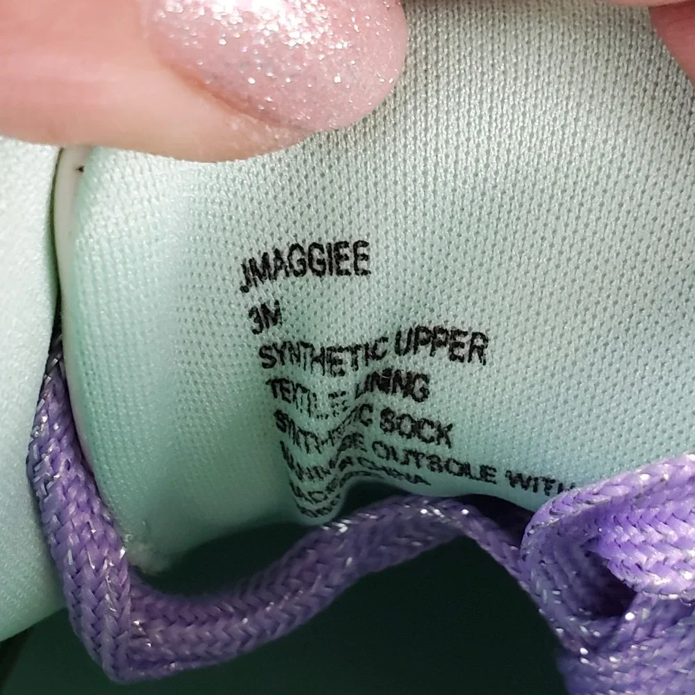Steve Madden Maggiee Kids Girls Sz 3 White Metallic Purple Leather Sneakers